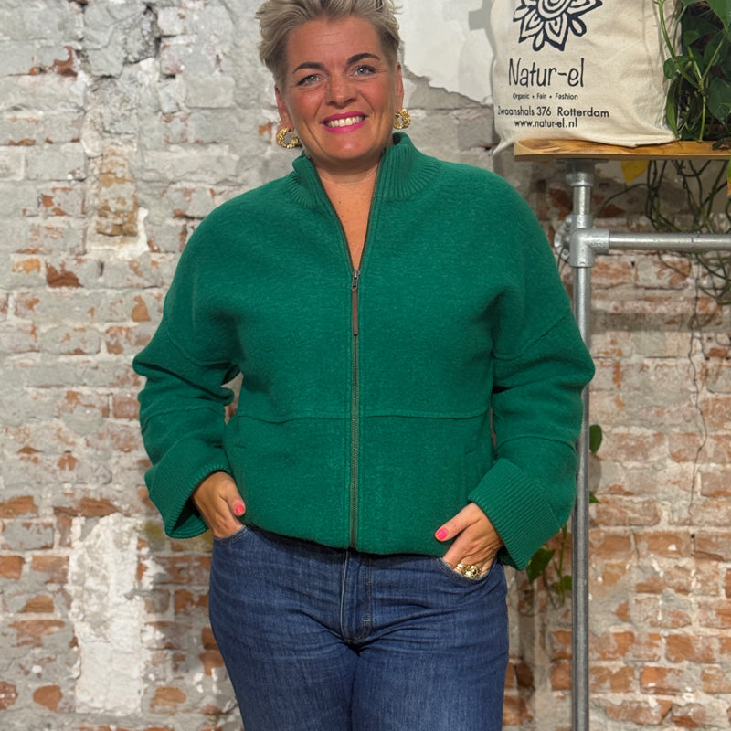 MADNESS vest jas IRIS GREEN van gekookte wol