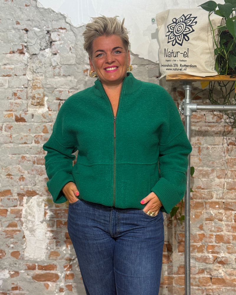 MADNESS vest jas IRIS GREEN van gekookte wol