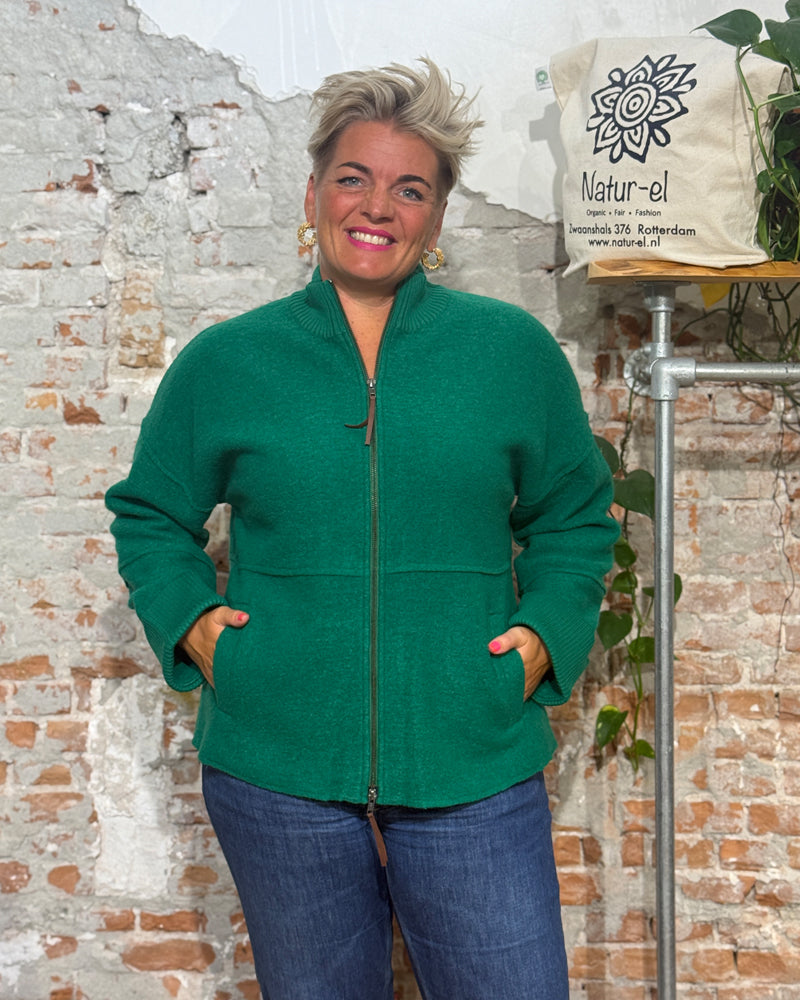 MADNESS vest jas IRIS GREEN van gekookte wol