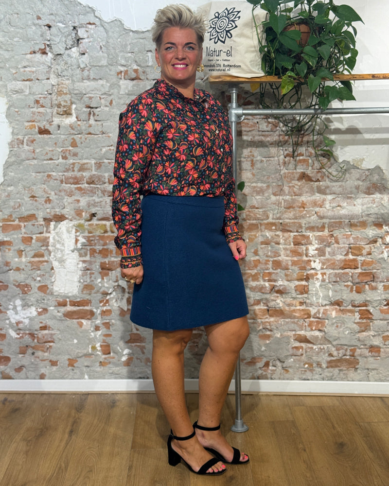 MADNESS wollen rok AVA DARK BLUE biologische gekookte wol