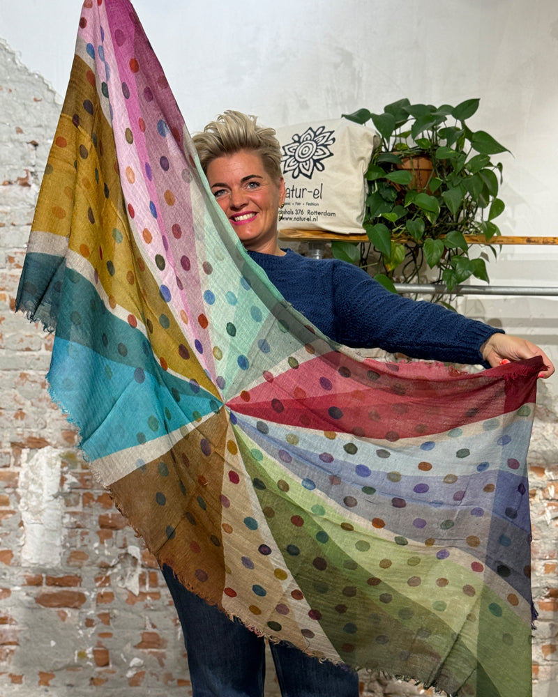 MADNESS wollen sjaal PARACHUTE met print van pure merino wol