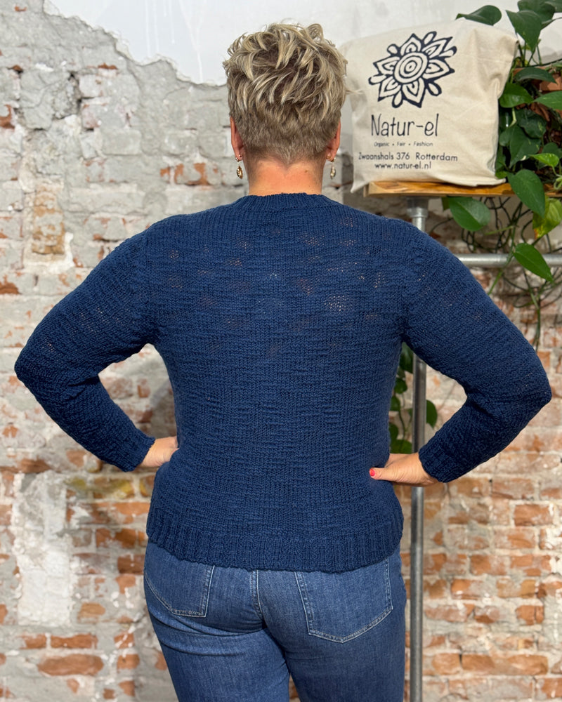MADNESS wollen vest BO BLUE van pure slub wol