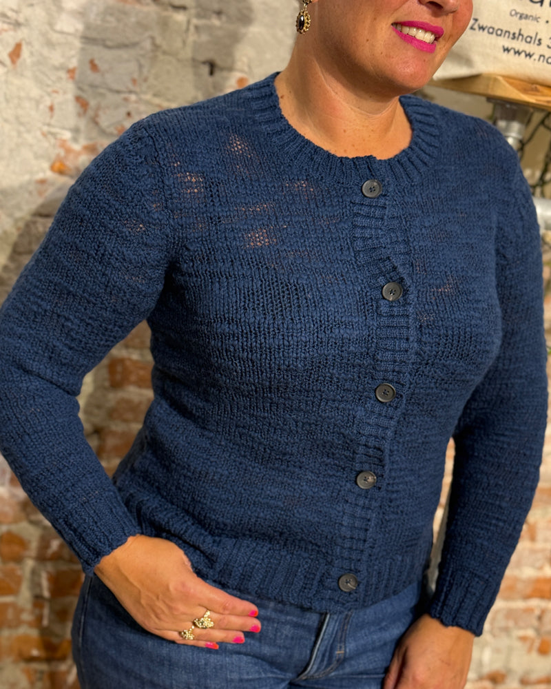 MADNESS wollen vest BO BLUE van pure slub wol