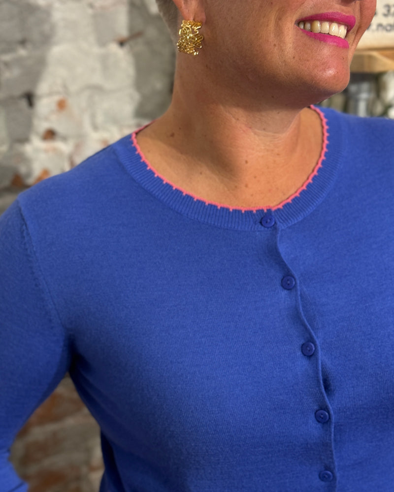 MADNESS vestje DOETE BLUE PINK van biologisch katoen en wol