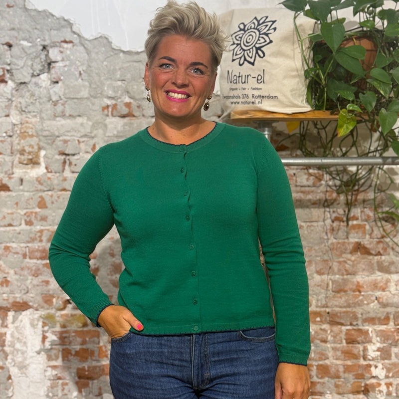 MADNESS vestje DOETE GREEN BLUE van biologisch katoen en wol