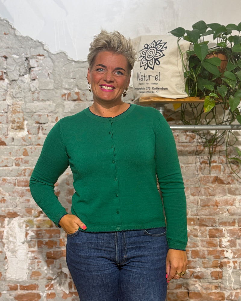 MADNESS vestje DOETE GREEN BLUE van biologisch katoen en wol