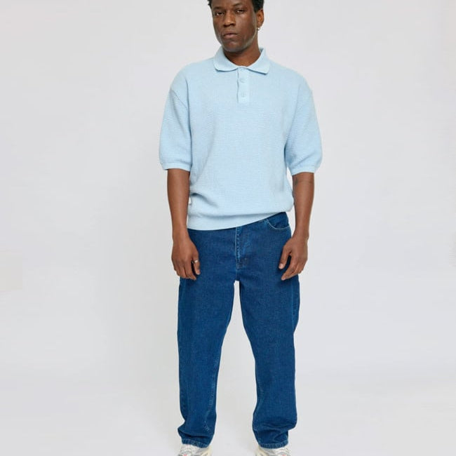 MAZINE gebreide polo shirt DREAM BLUE van biologisch katoen