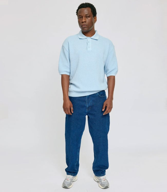 MAZINE gebreide polo shirt DREAM BLUE van biologisch katoen