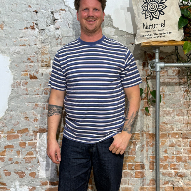 MAZINE gestreept shirt MULTI INDIGO van biologisch katoen