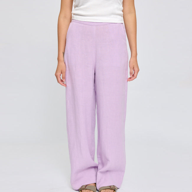 MAZINE linnen broek RITA LAVENDER met wijde pijpen