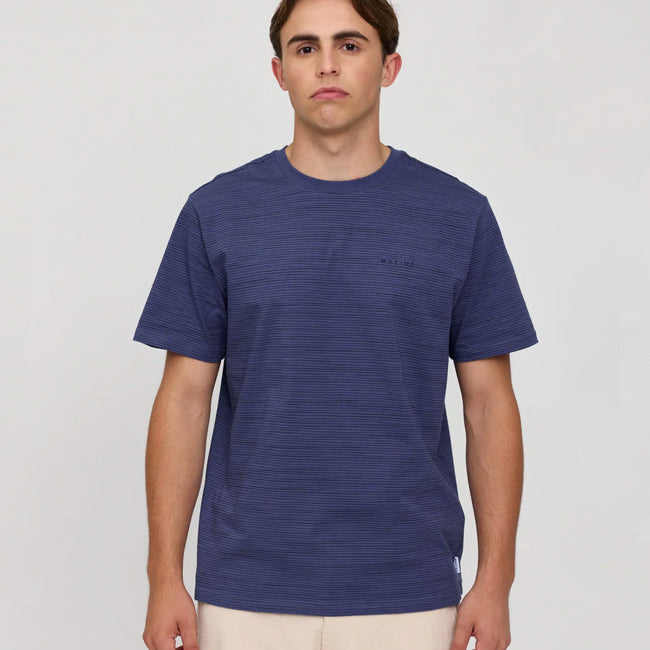 MAZINE gestreept shirt WOBBLY BLUE van biologisch katoen