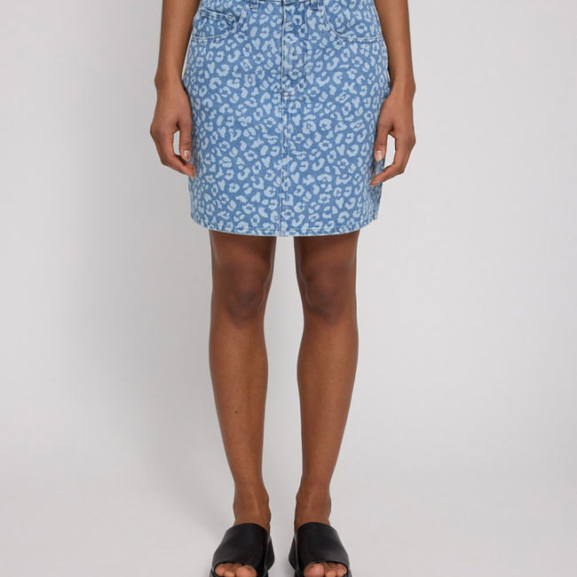 MAZINE denim rok met print LEOPARD biologisch katoen