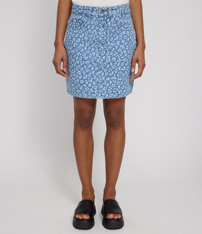 MAZINE denim rok met print LEOPARD biologisch katoen