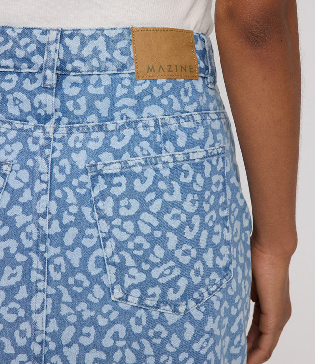 MAZINE denim rok met print LEOPARD biologisch katoen