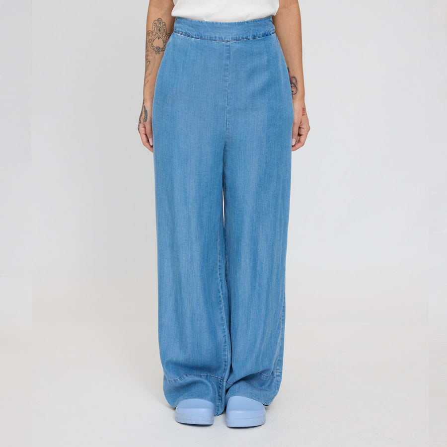 MAZINE broek met wijde pijpen LYS DARK BLUE van ecovero