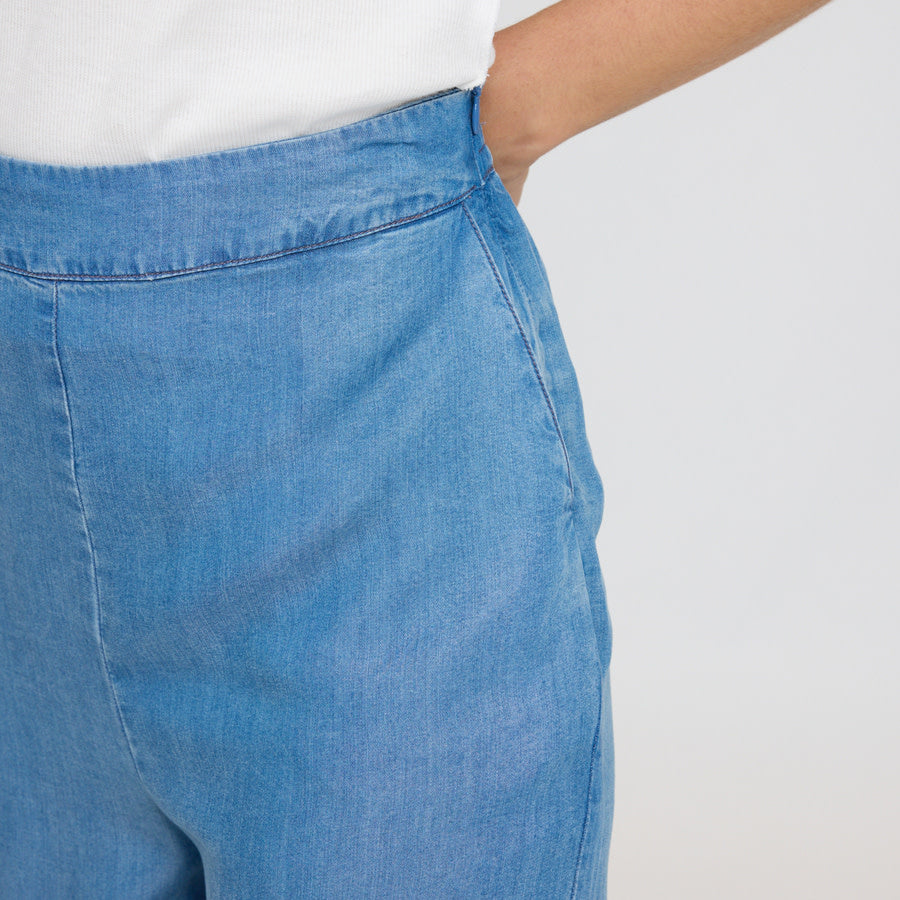 MAZINE broek met wijde pijpen LYS DARK BLUE van ecovero