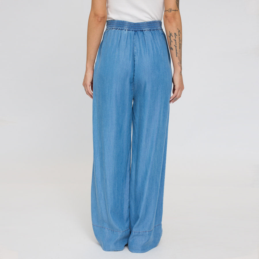 MAZINE broek met wijde pijpen LYS DARK BLUE van ecovero