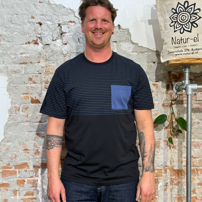 MAZINE gestreept shirt HALFWAY STRIPE van biologisch katoen