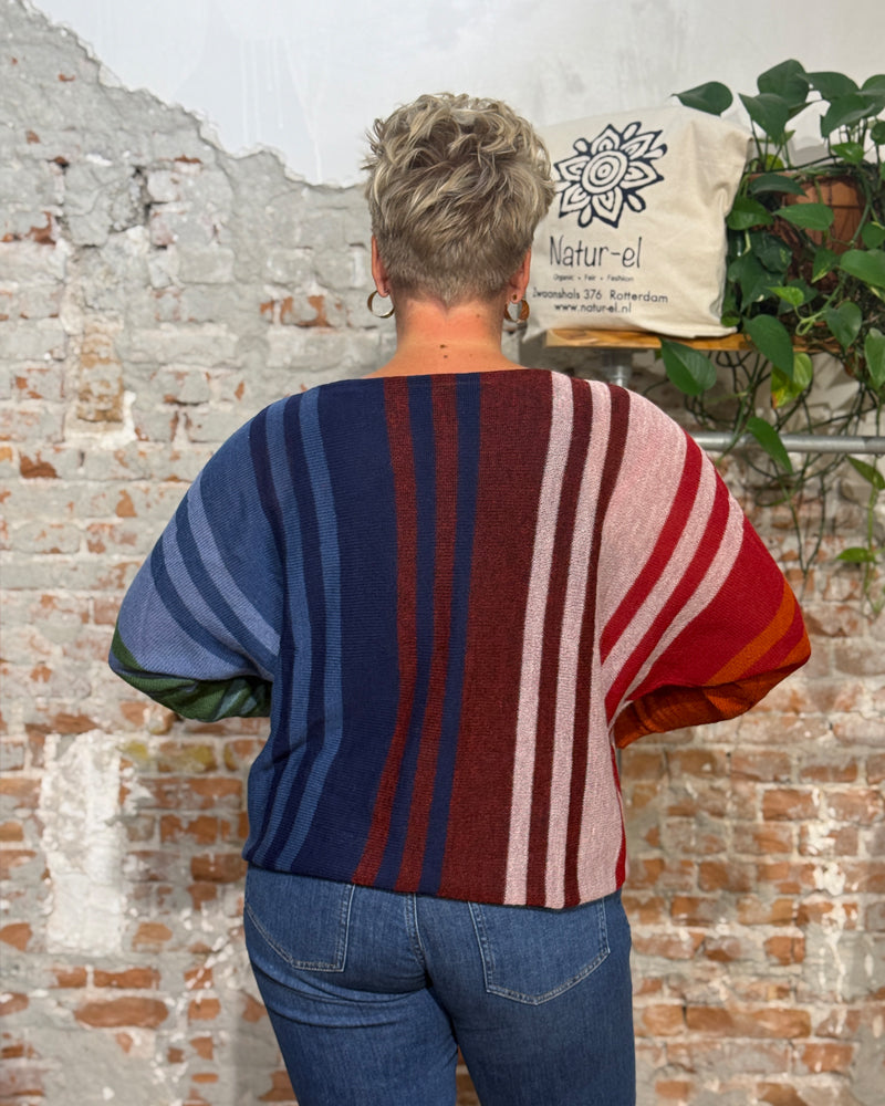 Gestreifter ALPACA Pullover mit Fledermausärmeln COLETTE MULTI