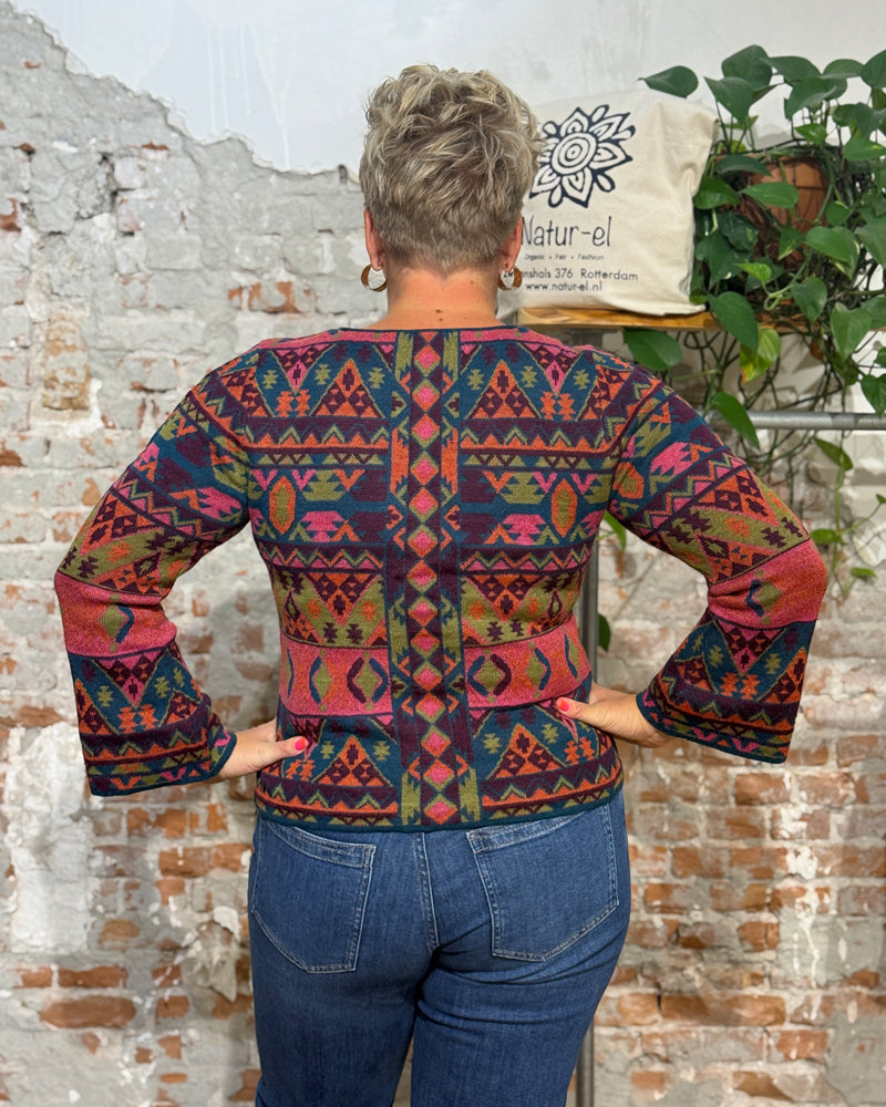 Wollen vest van 100% alpaca GEOMETRIC MULTI