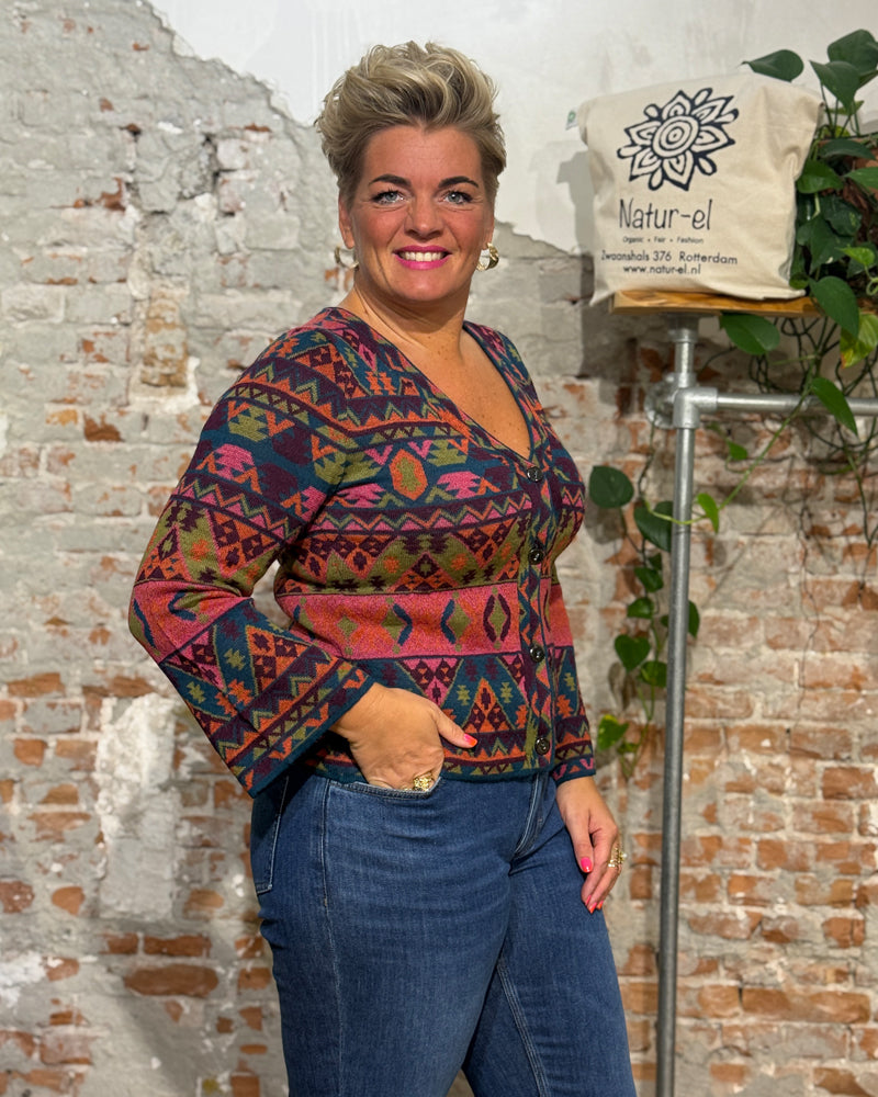 Wollen vest van 100% alpaca GEOMETRIC MULTI