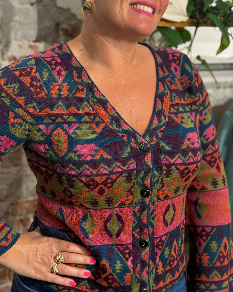 Wollen vest van 100% alpaca GEOMETRIC MULTI