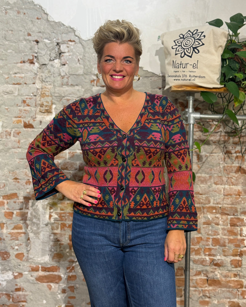 Wollen vest van 100% alpaca GEOMETRIC MULTI