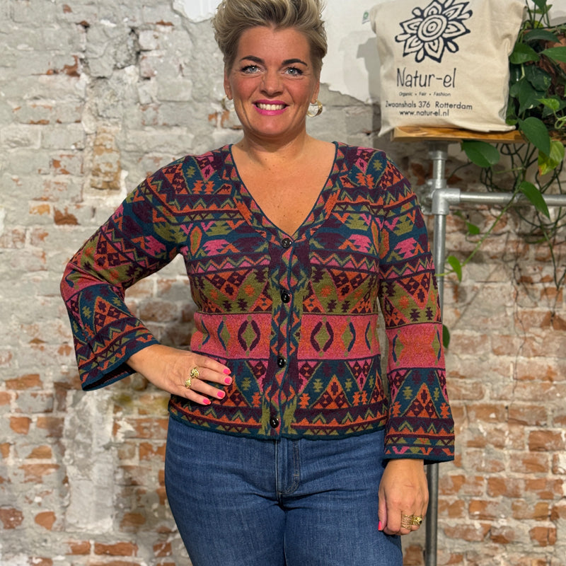 Wollen vest van 100% alpaca GEOMETRIC MULTI