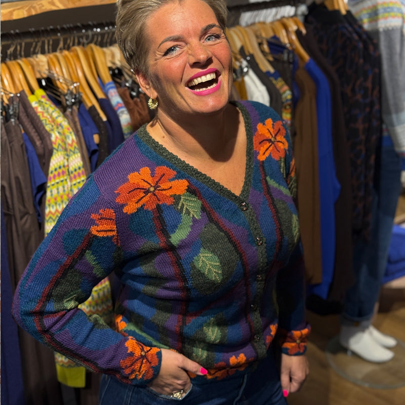 Wollen v-hals vest van 100% alpaca BLUE DREAM