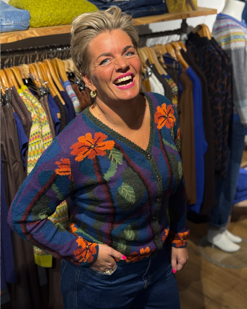 Wollen v-hals vest van 100% alpaca BLUE DREAM