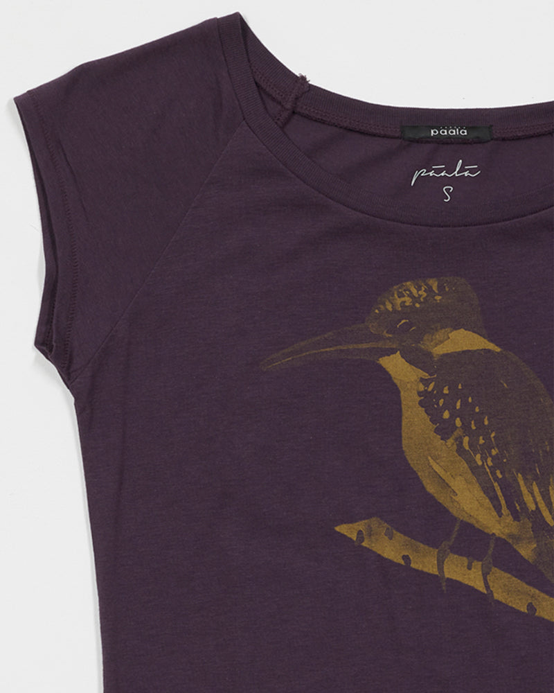 PÄÄLA shirt KINGFISHER EGGPLANT bamboe en biologisch katoen