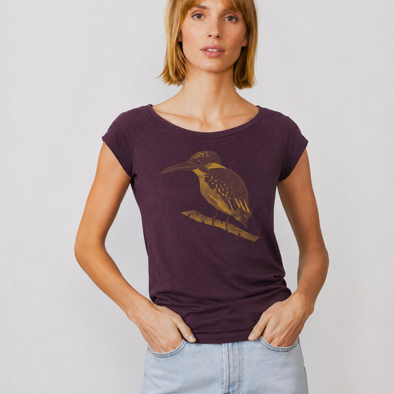 PÄÄLA shirt KINGFISHER EGGPLANT bamboe en biologisch katoen