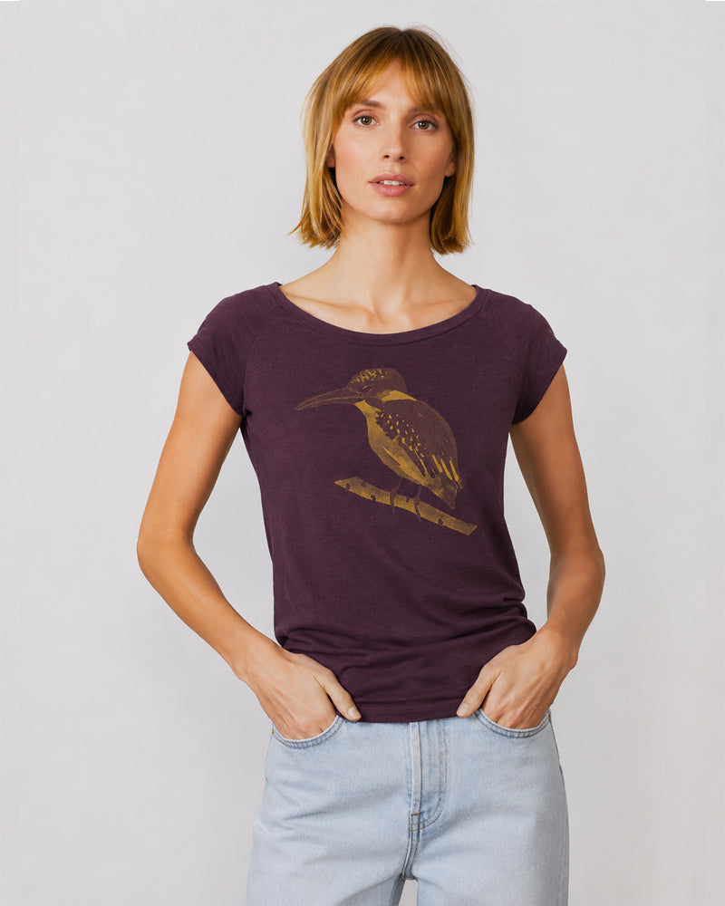 PÄÄLA shirt KINGFISHER EGGPLANT bamboe en biologisch katoen