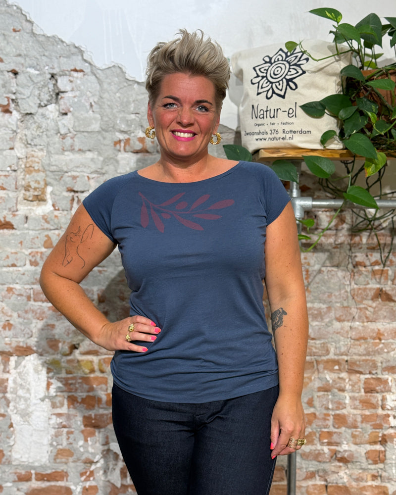 PÄÄLA shirt OLIVE BRANCH DENIM bamboe en biologisch katoen