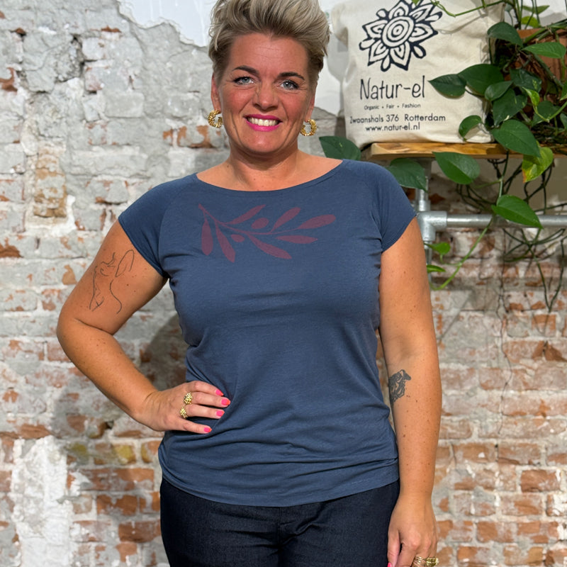 PÄÄLA shirt OLIVE BRANCH DENIM bamboe en biologisch katoen