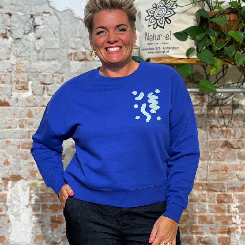 PÄÄLÄ dames sweater QUANTUM BLUE biologisch katoen