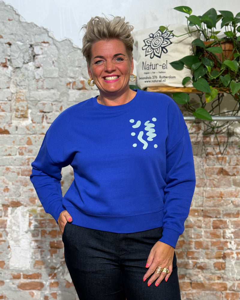 PÄÄLÄ dames sweater QUANTUM BLUE biologisch katoen
