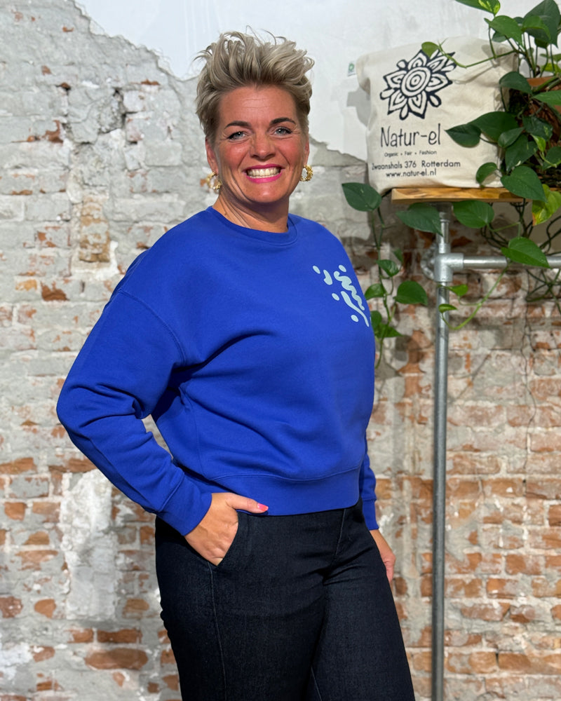 PÄÄLÄ dames sweater QUANTUM BLUE biologisch katoen