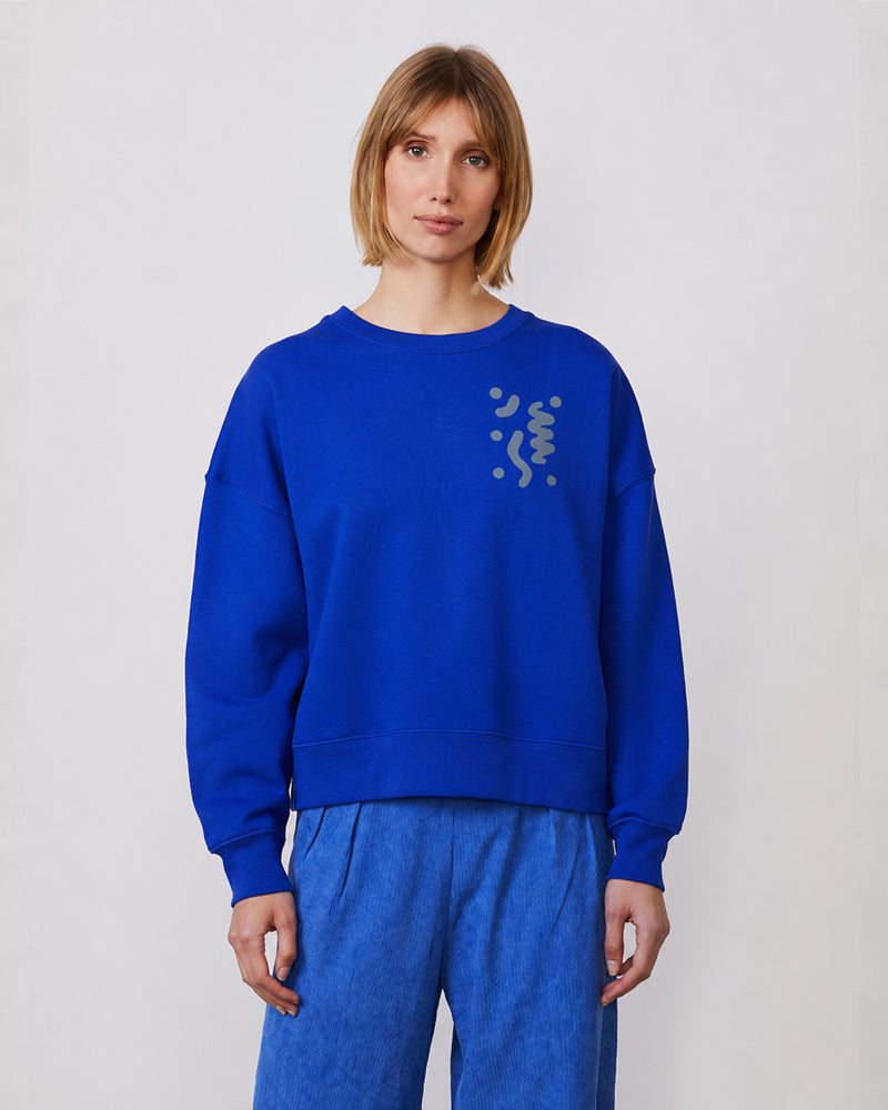 PÄÄLÄ dames sweater QUANTUM BLUE biologisch katoen