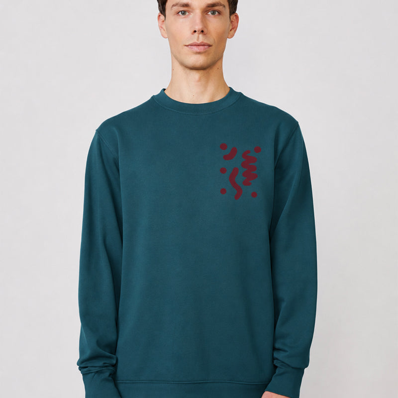 PÄÄLÄ heren sweater QUANTUM PETROL biologisch katoen