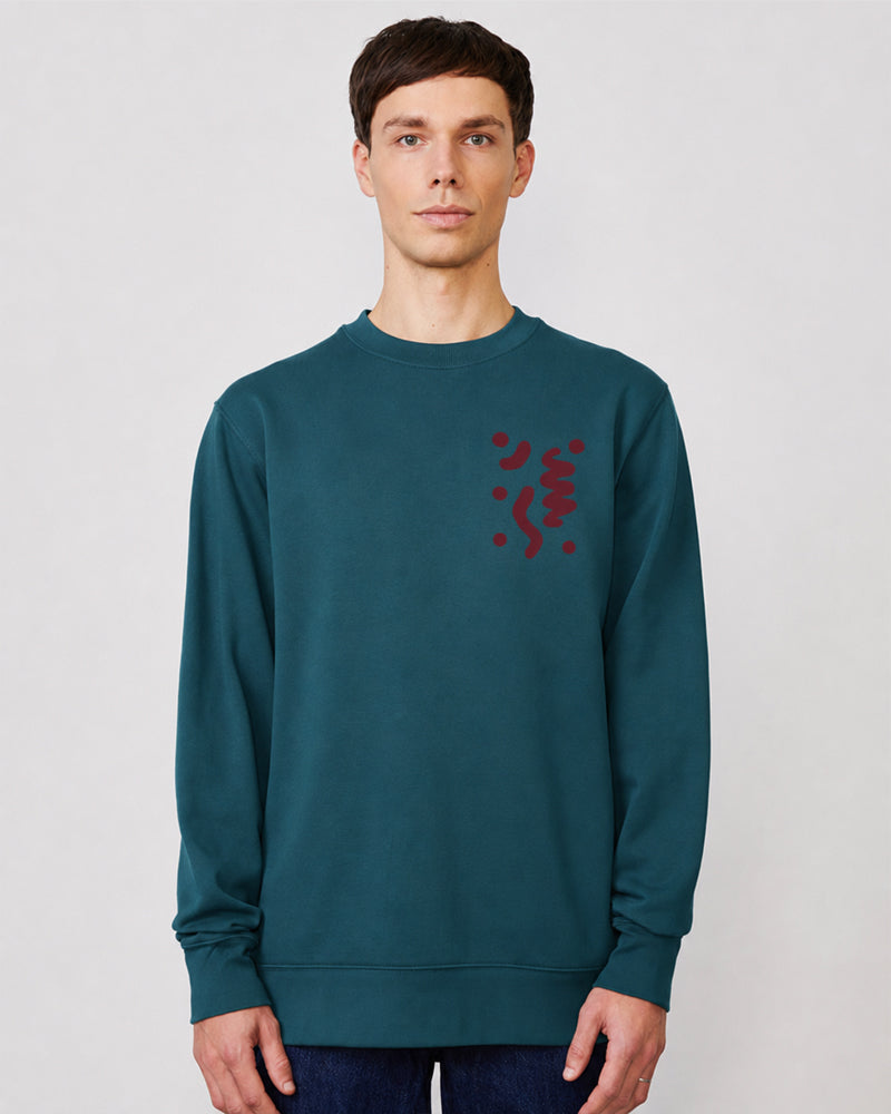 PÄÄLÄ heren sweater QUANTUM PETROL biologisch katoen