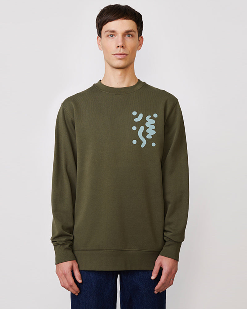 PÄÄLÄ heren sweater QUANTUM KHAKI biologisch katoen