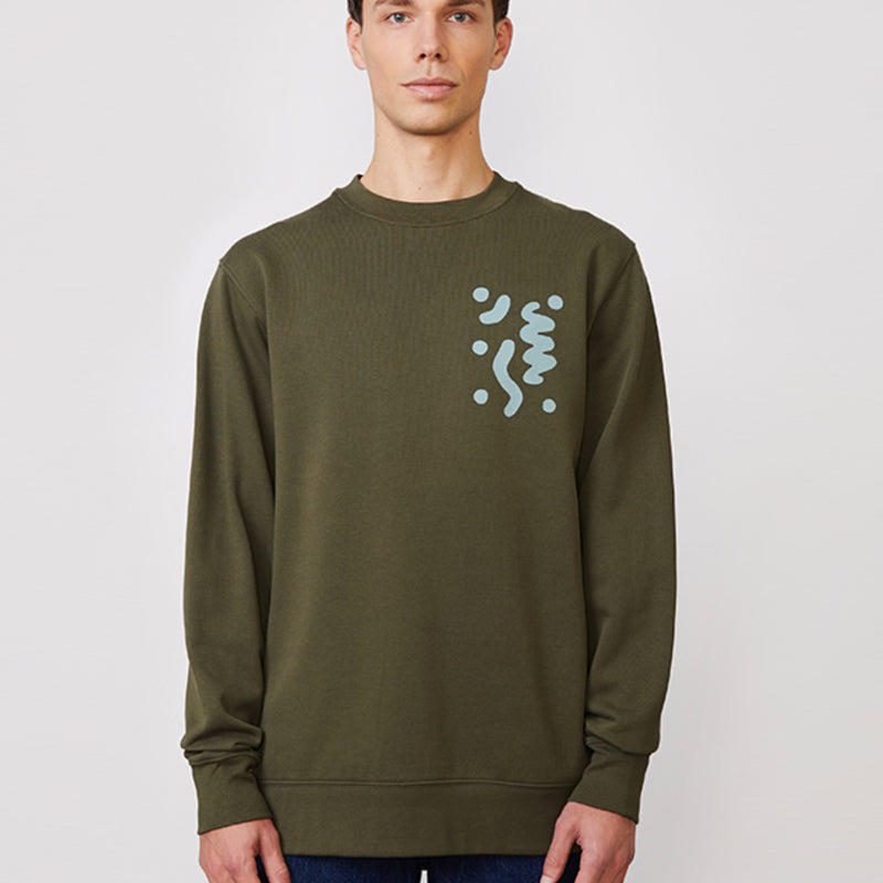 PÄÄLÄ heren sweater QUANTUM KHAKI biologisch katoen