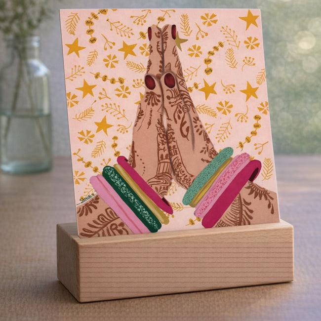 Wens kaart HENNA HANDS van studio Lawiene 15x15 cm