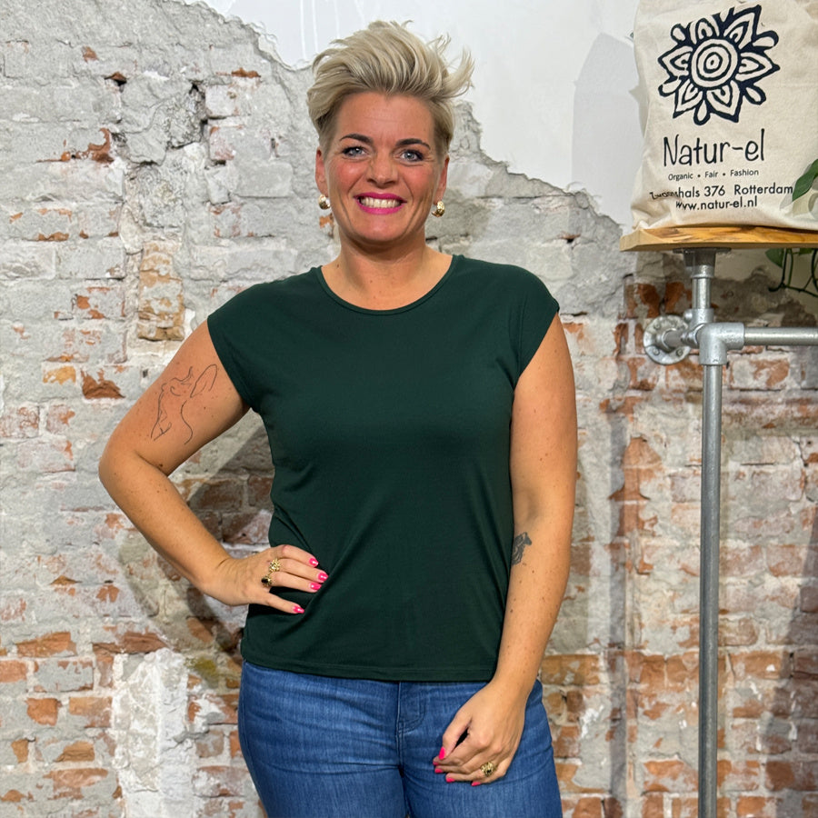 RECOLUTION shirt met kapmouw MITHILA GREEN ecovero
