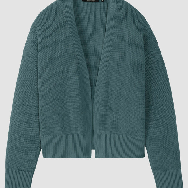 RECOLUTION openvallend vest INGA TEAL biologisch katoen