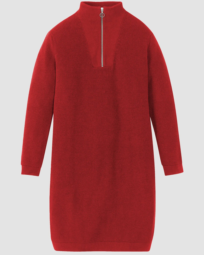 RECOLUTION Jurk met rits STELLA RED biologisch katoen