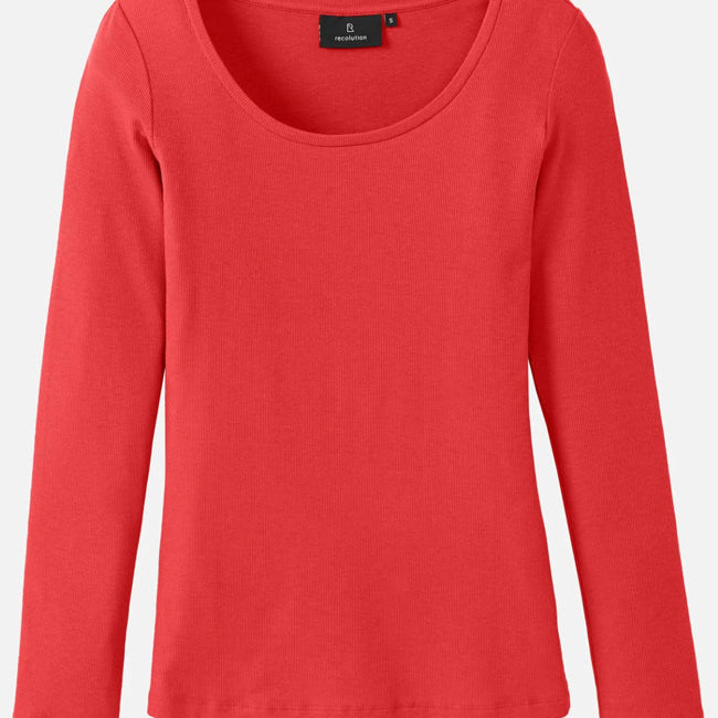 RECOLUTION rib longsleeve SENNA RED biologisch katoen tencel