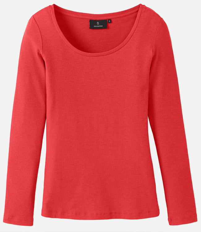 RECOLUTION rib longsleeve SENNA RED biologisch katoen tencel