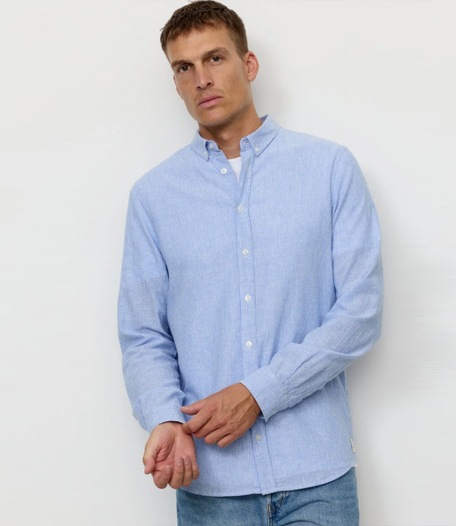 RECOLUTION overhemd YEW BLUE STRIPES biokatoen